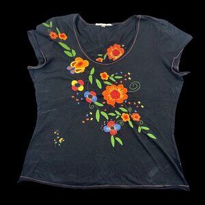Embroidered Floral T Shirt